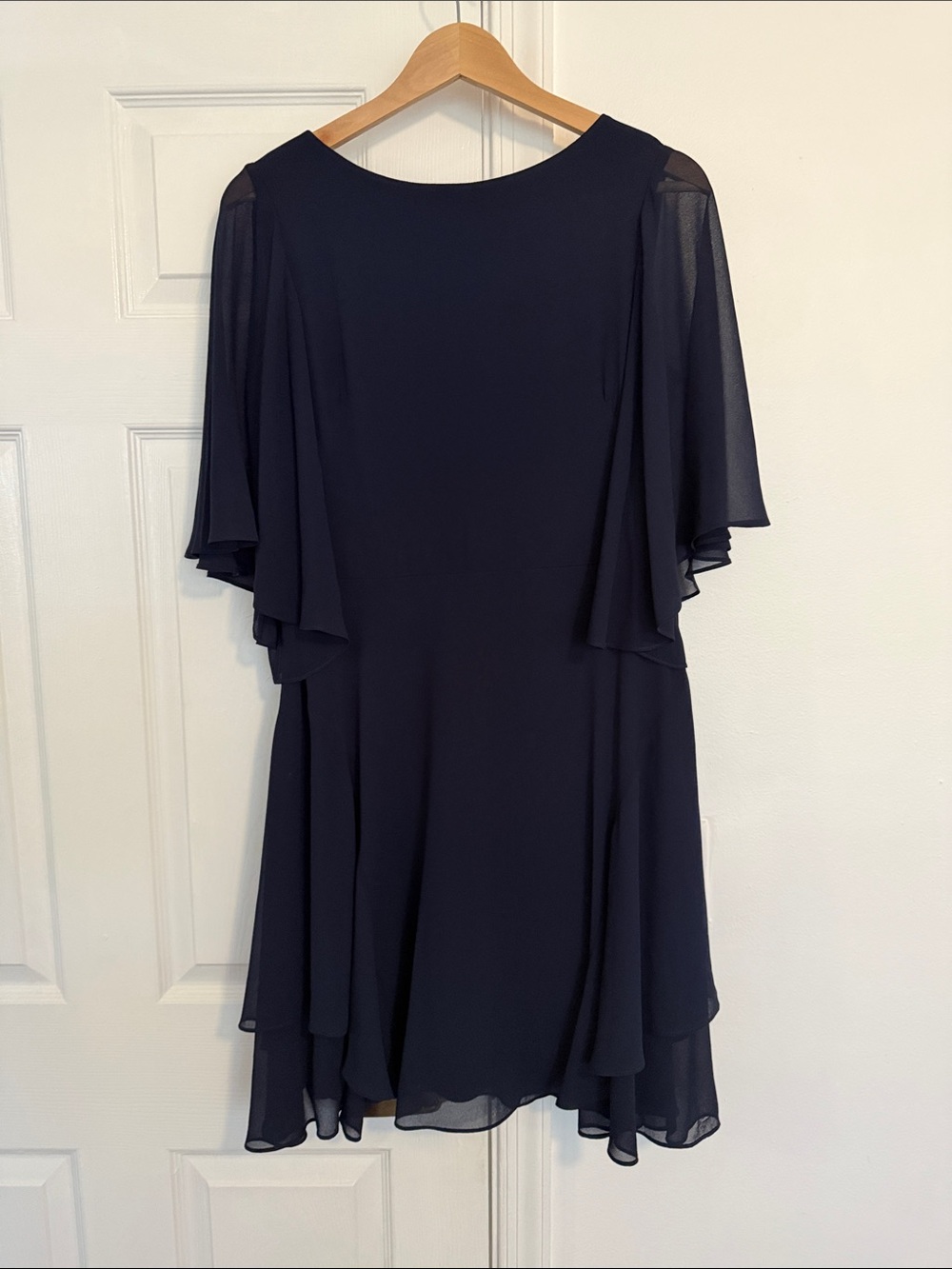 Lauren Ralph Lauren Navy Layered Chiffon Midi Dress